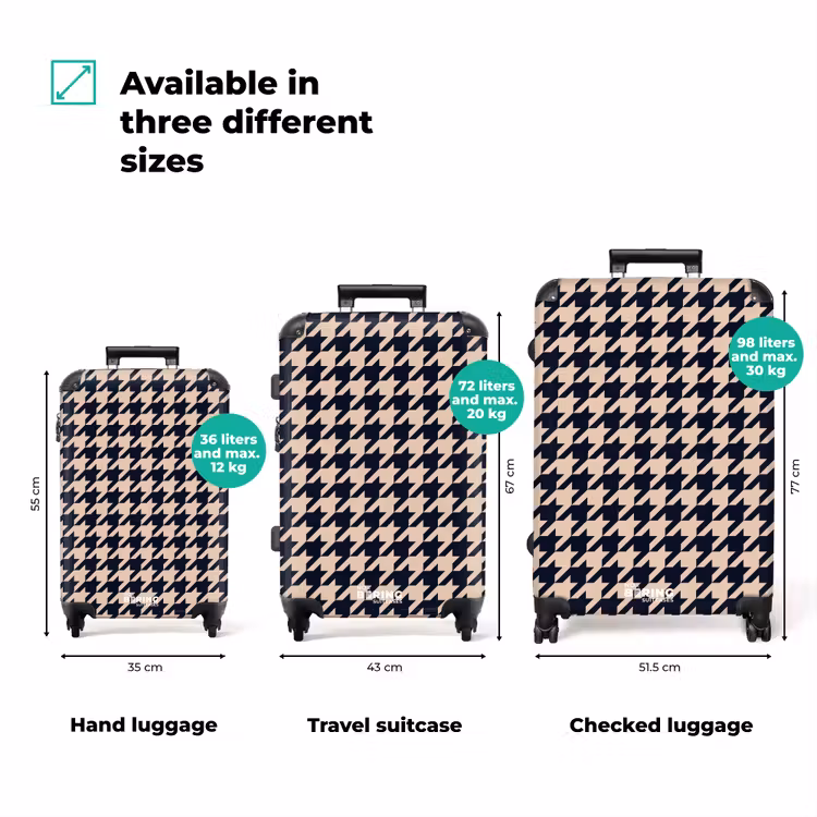 Suitcase - Pied-de-poule pattern in beige and dark blue — 3