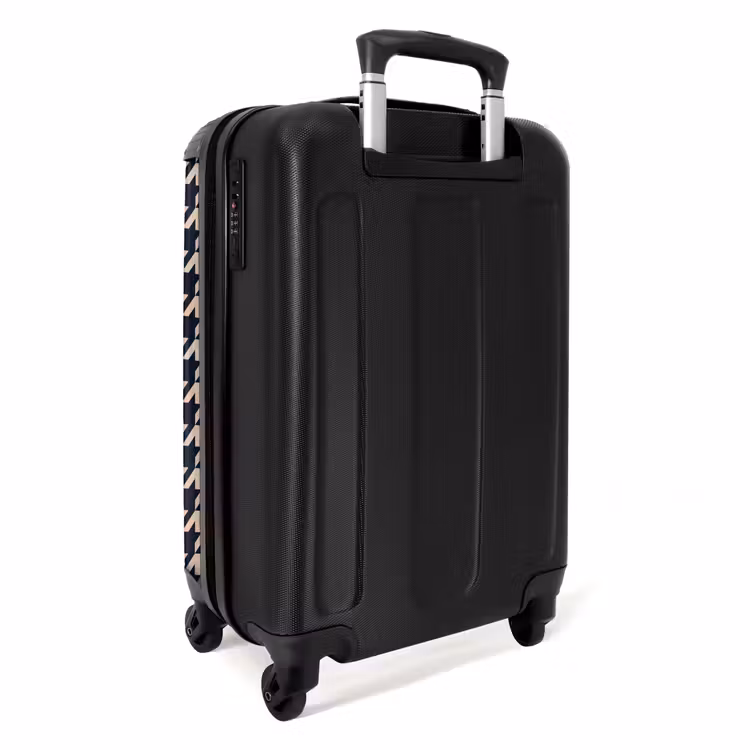 Suitcase - Pied-de-poule pattern in beige and dark blue — 4