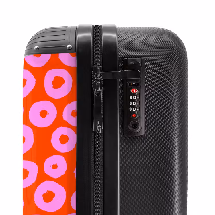 Suitcase - Pink circle pattern with heart filling on red — 6