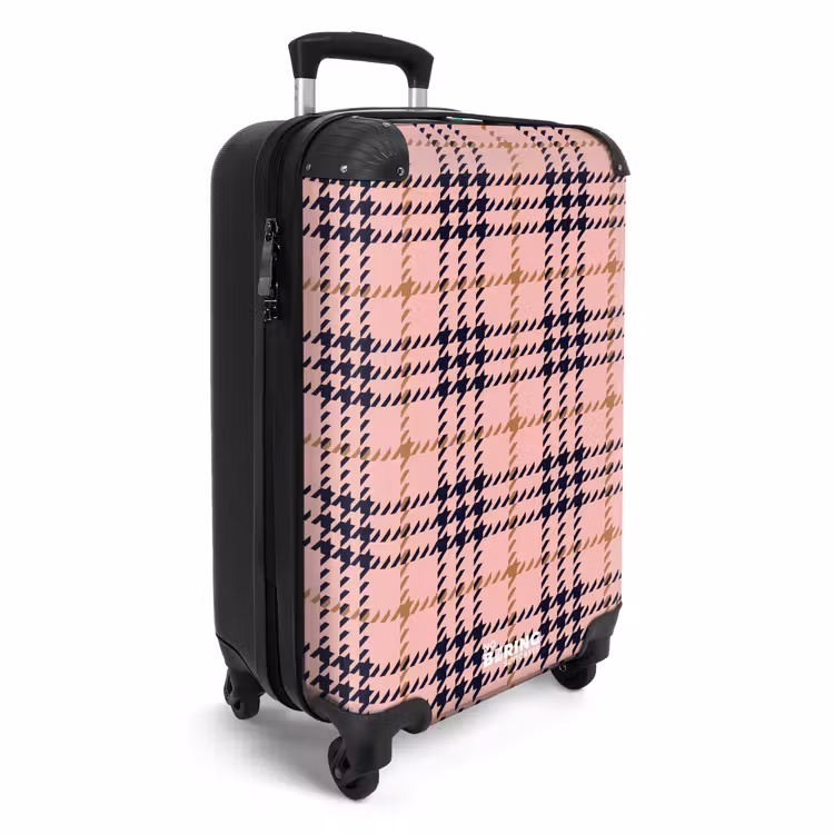 Suitcase - Pink plaid checkered structure symmetrical — 2