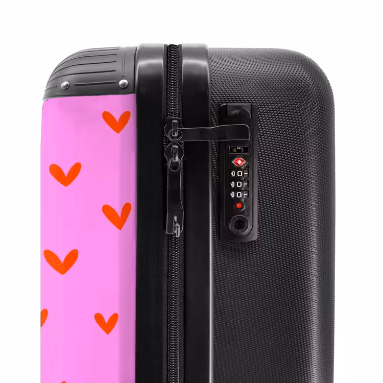 Suitcase - Repeating heart pattern on pink background — 6