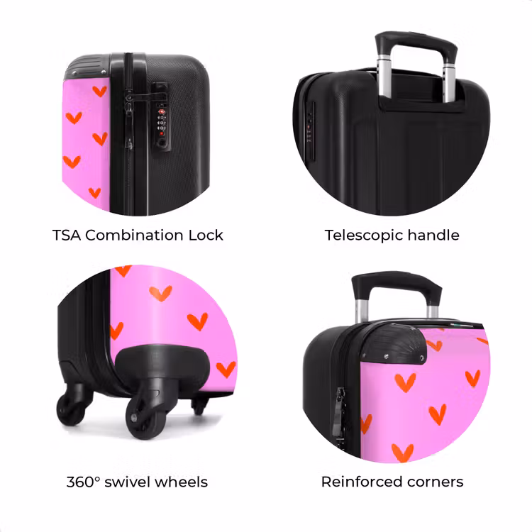 Suitcase - Repeating heart pattern on pink background — 8