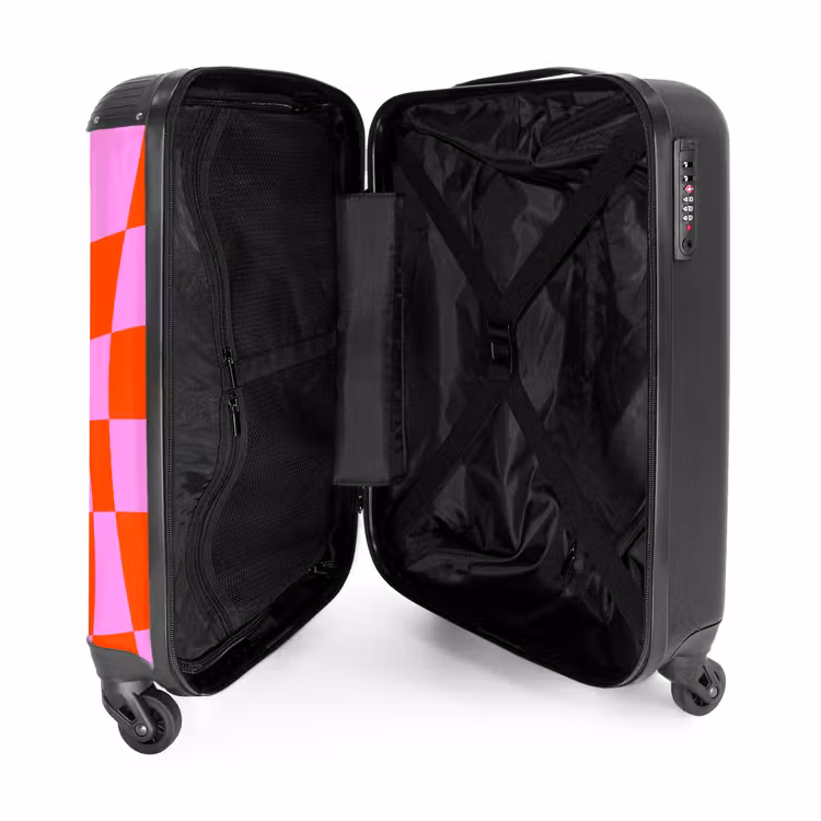 Suitcase - Wavy checkerboard pattern in red and pink — 5