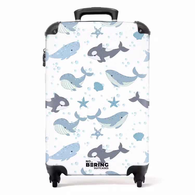 Suitcase - Whale pattern with shells blue — 1