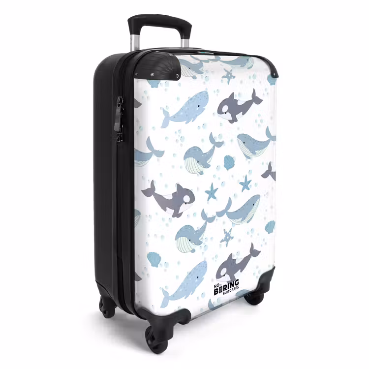 Suitcase - Whale pattern with shells blue — 2