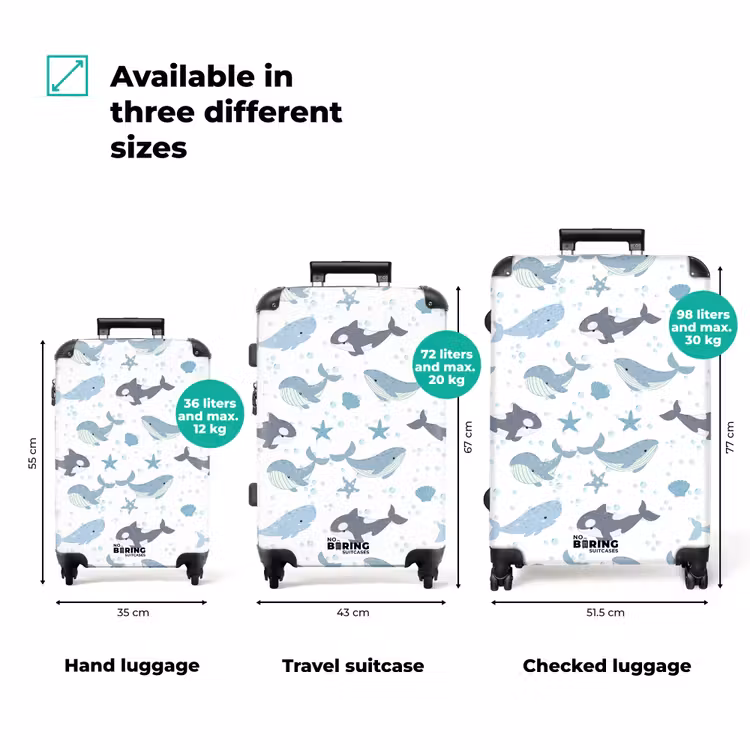 Suitcase - Whale pattern with shells blue — 3