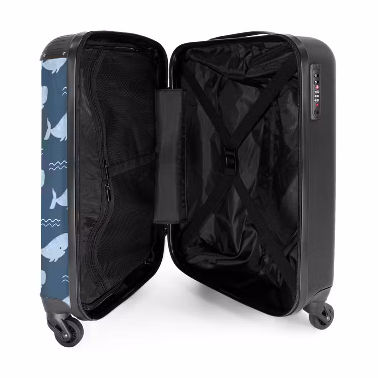 Suitcase - Whale with waves pattern blue — 5