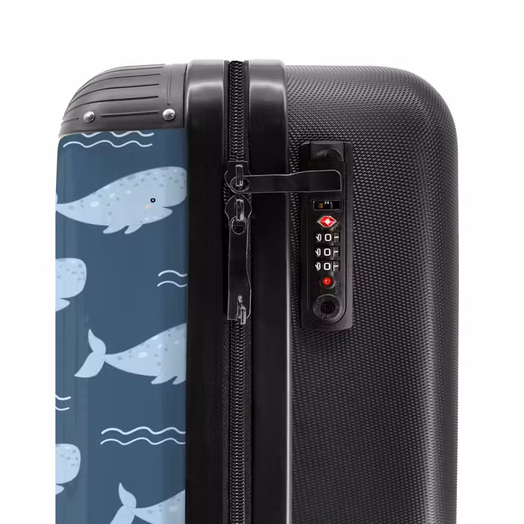 Suitcase - Whale with waves pattern blue — 6