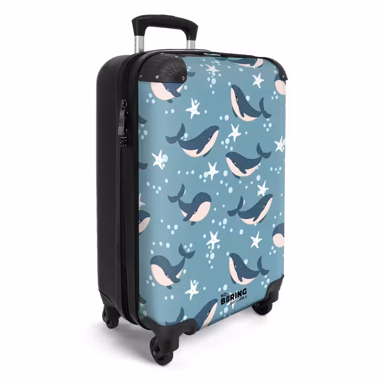 Suitcase - Whales with starfish pattern blue — 2