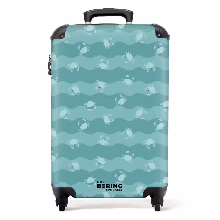 Suitcase - Blue crab pattern — 1