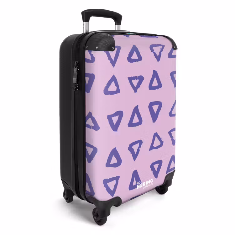 Suitcase - Blue, triangular outline on lavender pink background — 2