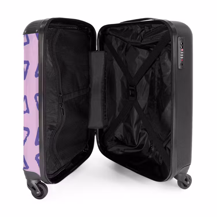 Suitcase - Blue, triangular outline on lavender pink background — 5