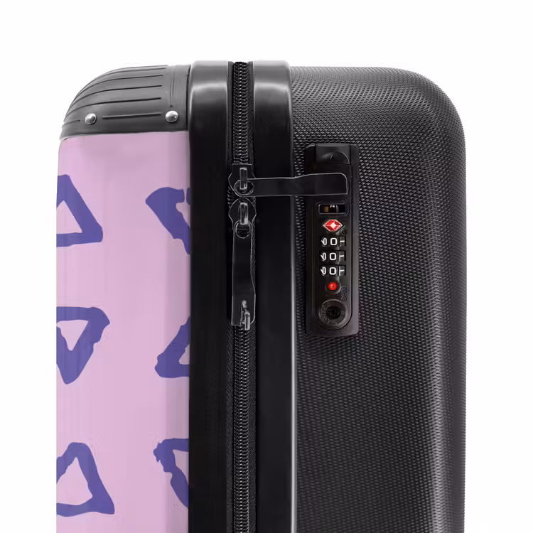 Suitcase - Blue, triangular outline on lavender pink background — 6