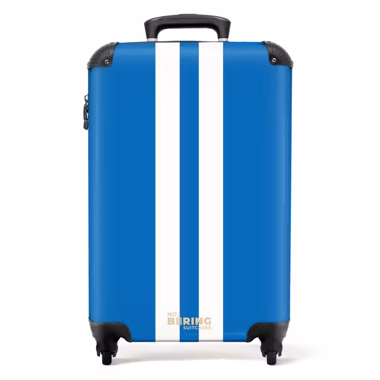 Suitcase - Bright blue background with double white center stripe — 1