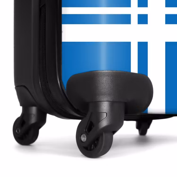 Suitcase - Bright blue background with white corner pattern in lower left corner — 6