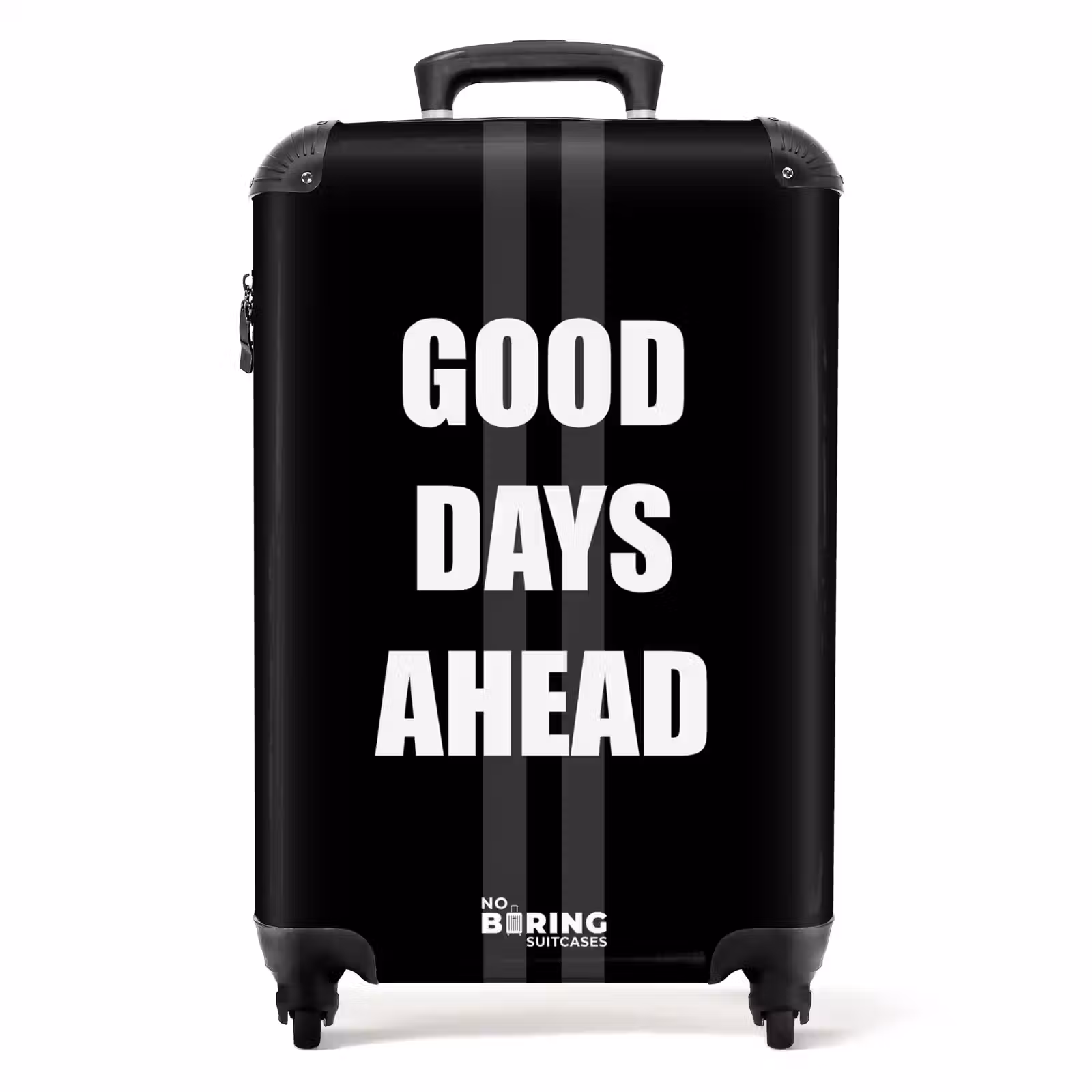 Suitcase - Black background with gray center lanes and text Good Days Ahead — 1