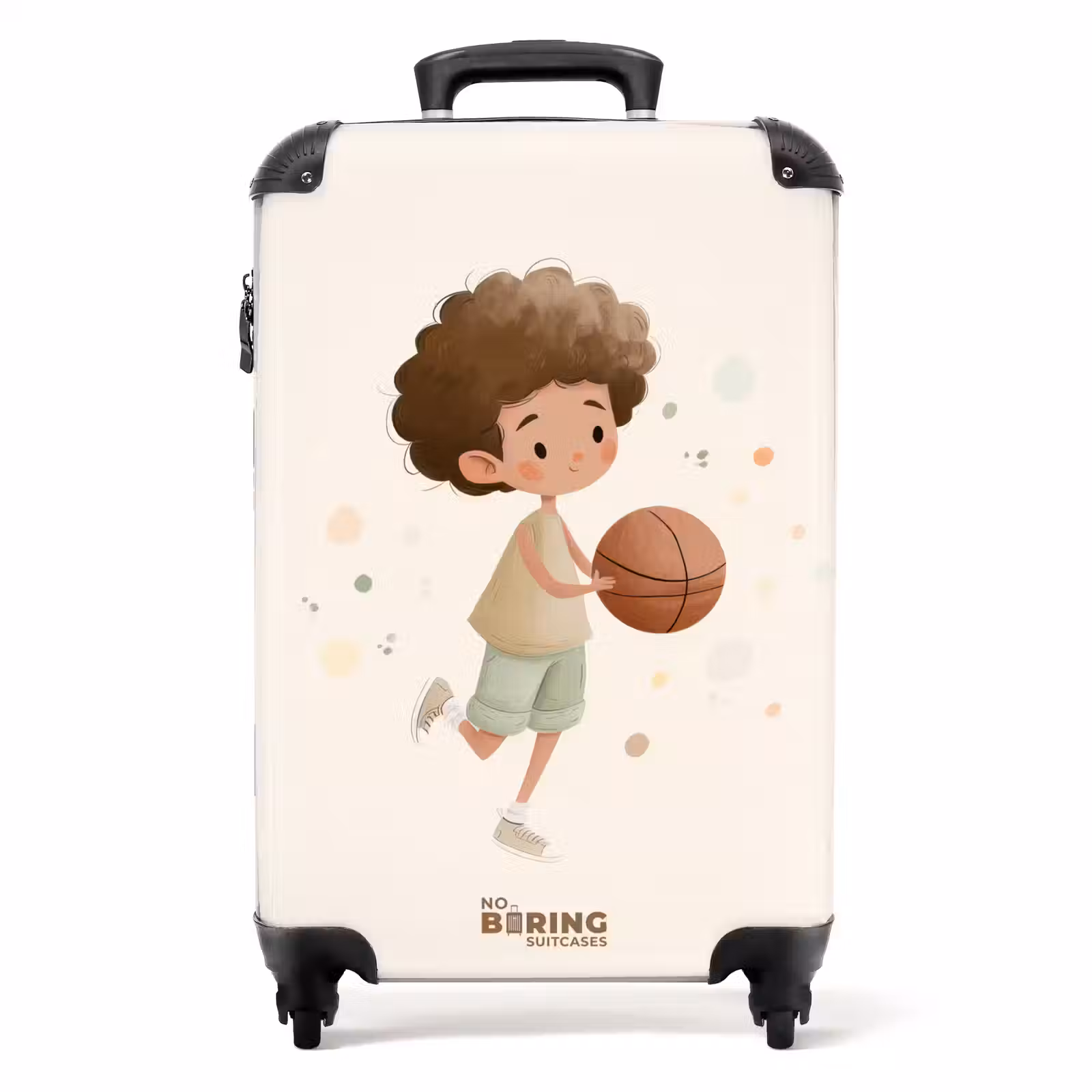 Suitcase - Boy with a basketball in beige colors — 1
