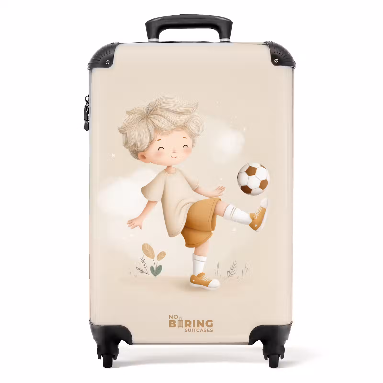 Suitcase - Boy with a soccer ball in beige colors — 1
