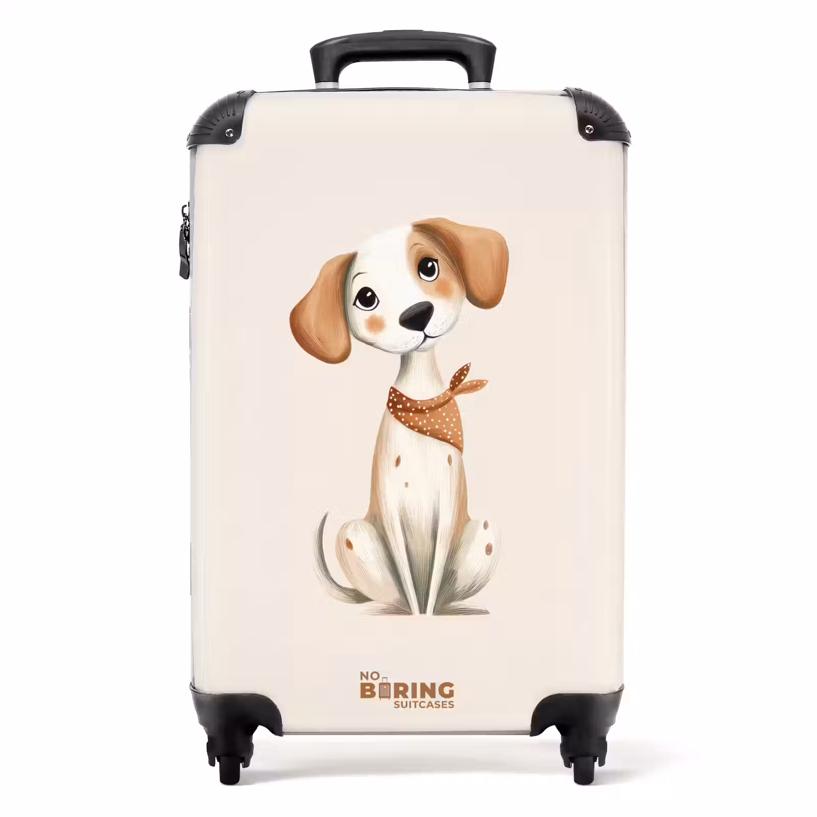 Suitcase - Brown spotted puppy on a beige background — 1