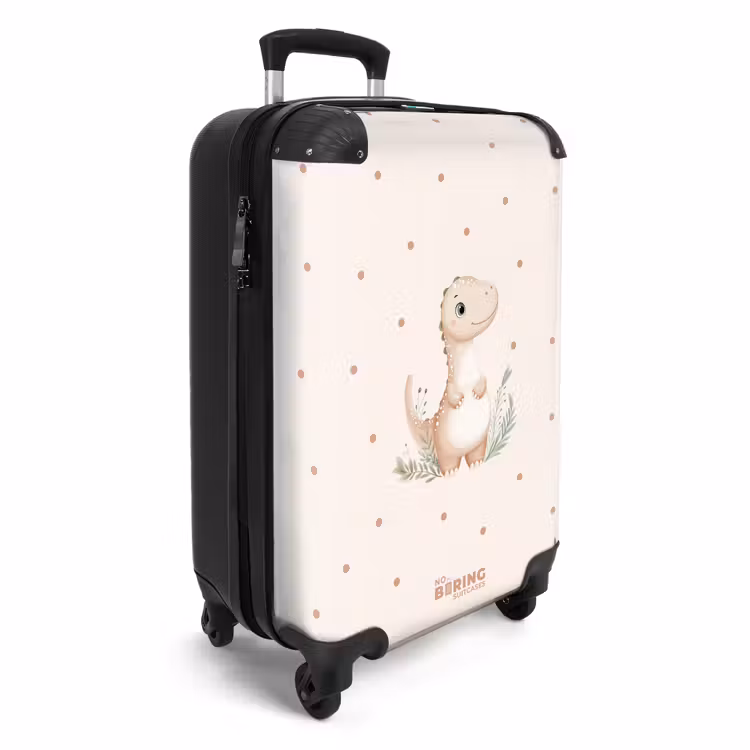 Suitcase - Beige dino on a polka dot background — 2