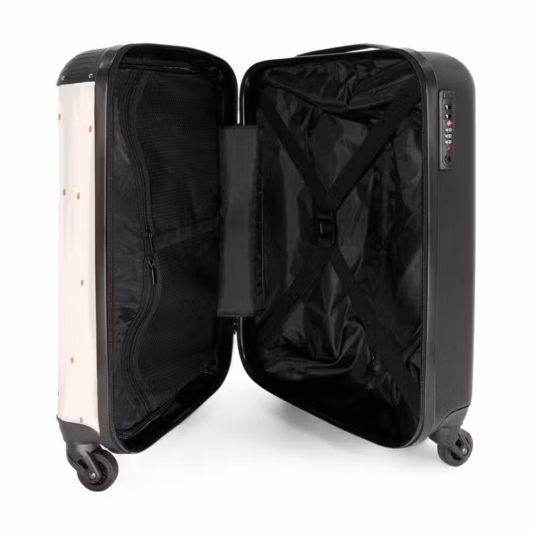 Suitcase - Beige dino on a polka dot background — 4