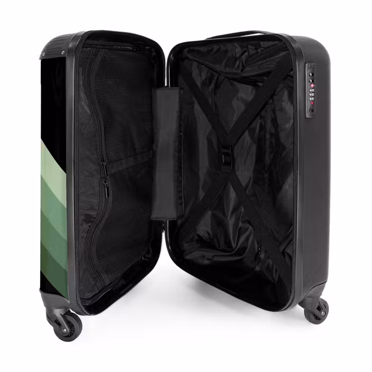 Suitcase - Black background with cascading green zigzag stripes — 4