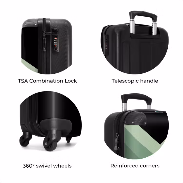Suitcase - Black background with cascading green zigzag stripes — 7
