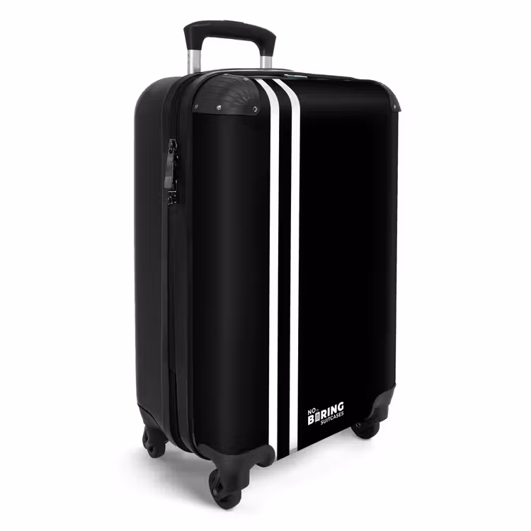Suitcase - Black background with double white side stripes on the left — 2
