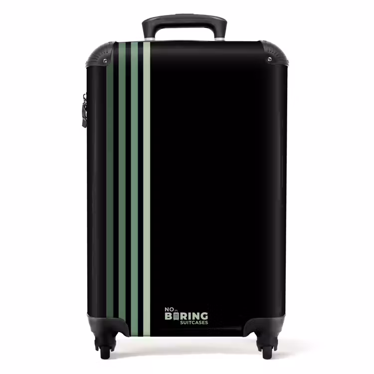 Suitcase - Black background with four vertical green lines on the left — 1