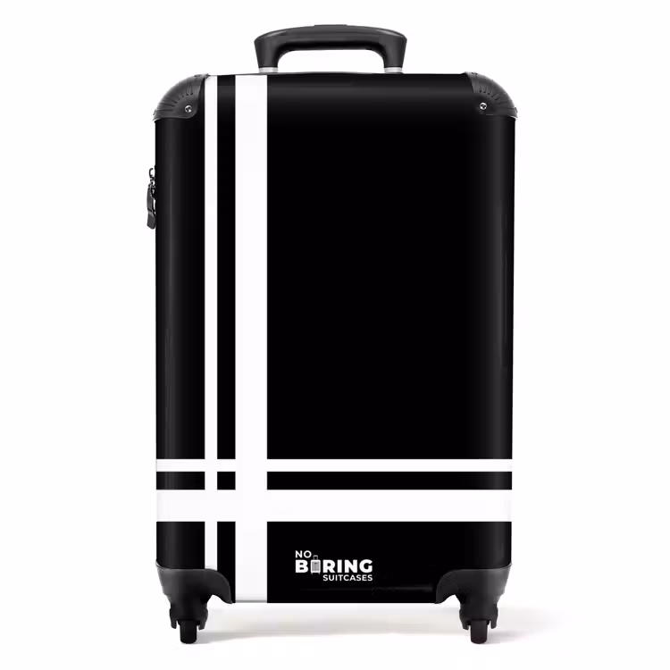 Suitcase - Black background with white cross pattern at lower left — 1