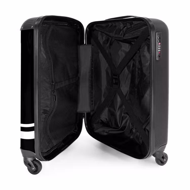 Suitcase - Black background with white cross pattern at lower left — 4