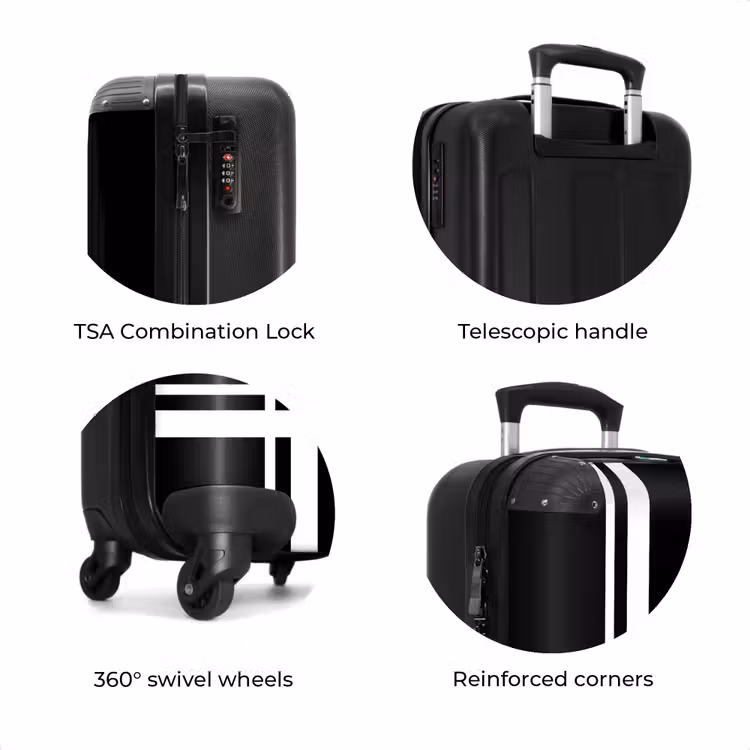 Suitcase - Black background with white cross pattern at lower left — 7