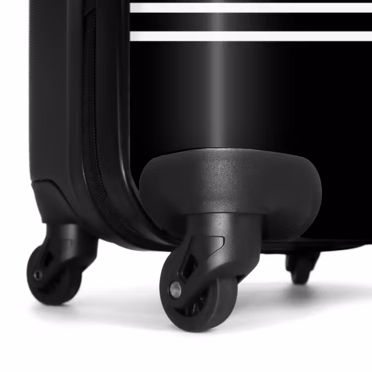 Suitcase - Black background with white world map and double stripe at bottom — 6
