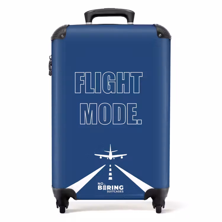 Suitcase - Blue background with airplane and text Flight Mode — 1