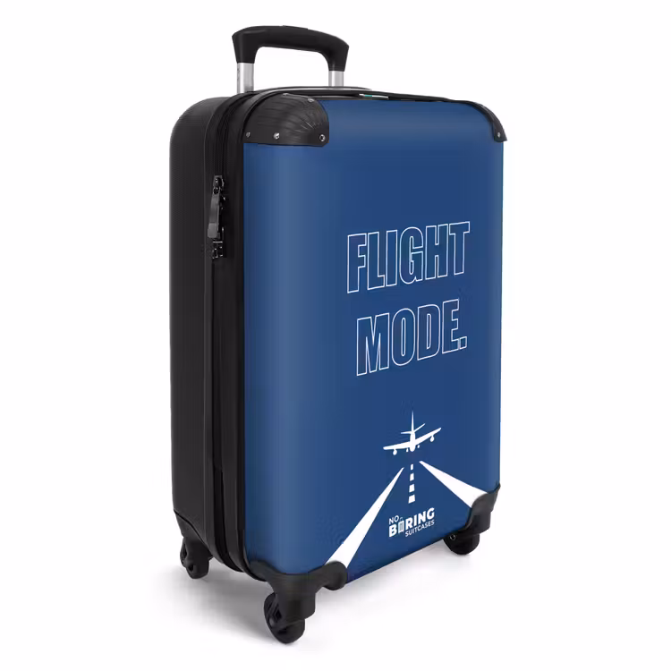 Suitcase - Blue background with airplane and text Flight Mode — 2