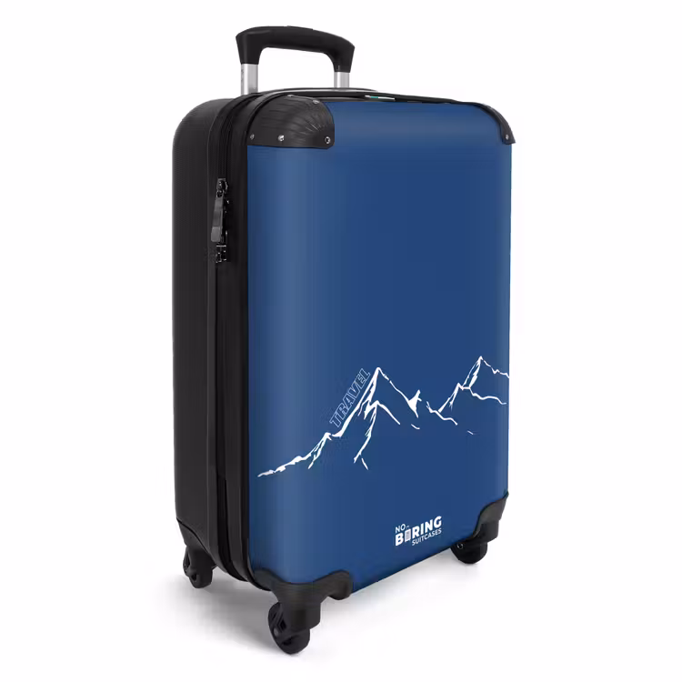 Suitcase - Blue background with white mountain illustration — 2