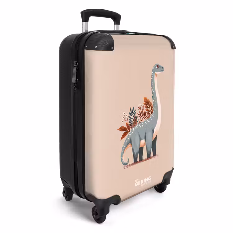 Suitcase - Blue dinosaur on a beige background — 2