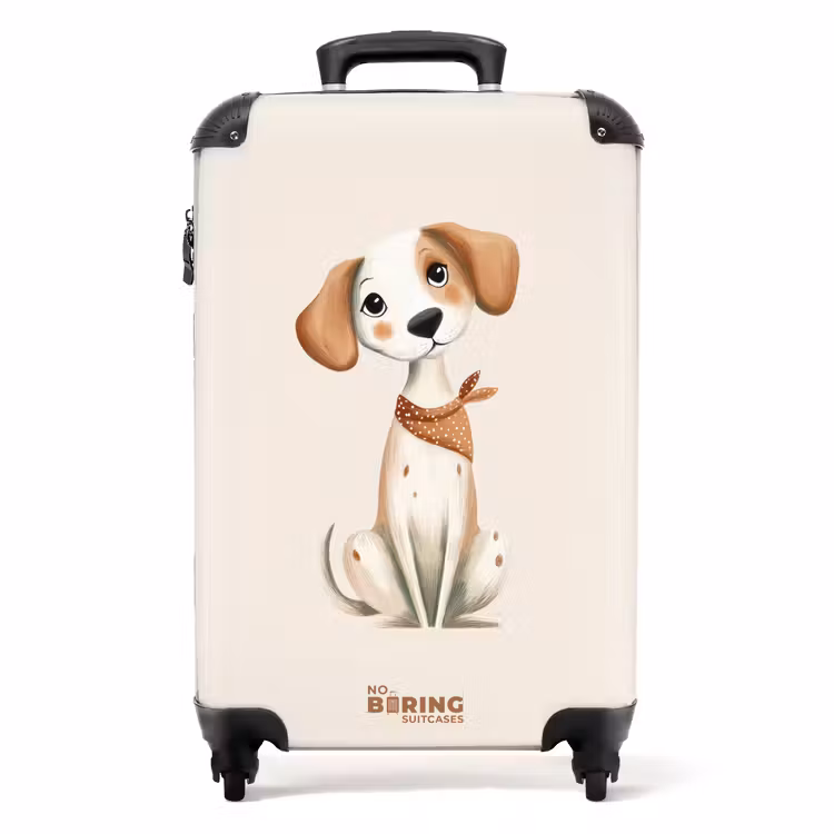 Suitcase - Brown spotted puppy on a beige background — 1