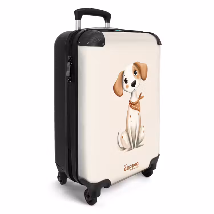 Suitcase - Brown spotted puppy on a beige background — 2