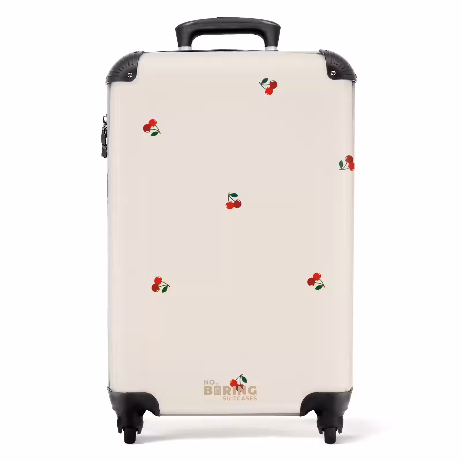 Suitcase - Beige background with pattern of small cherries — 1
