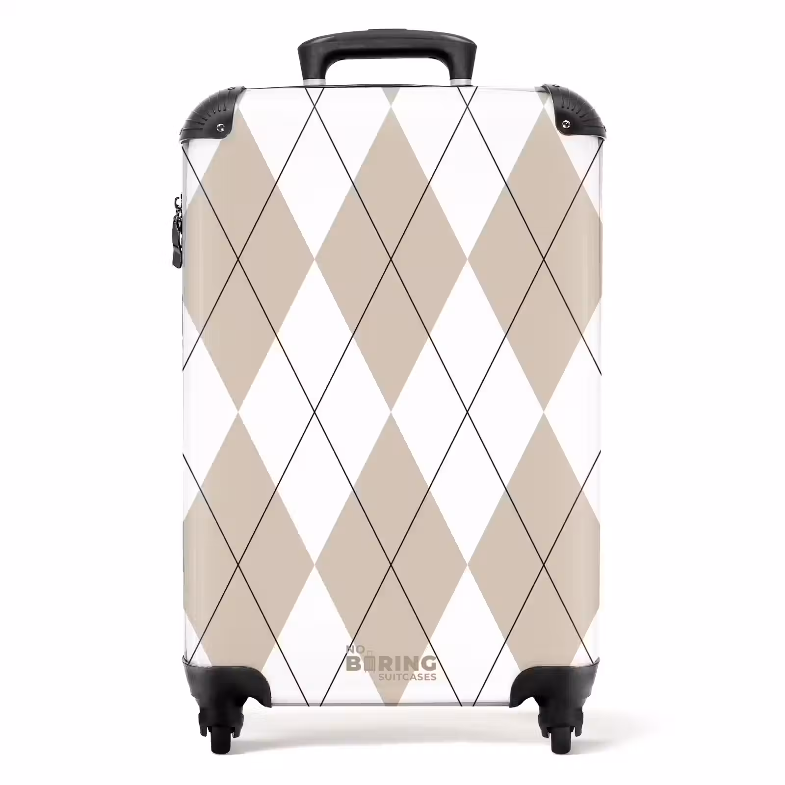 Suitcase - Beige plaid pattern — 1