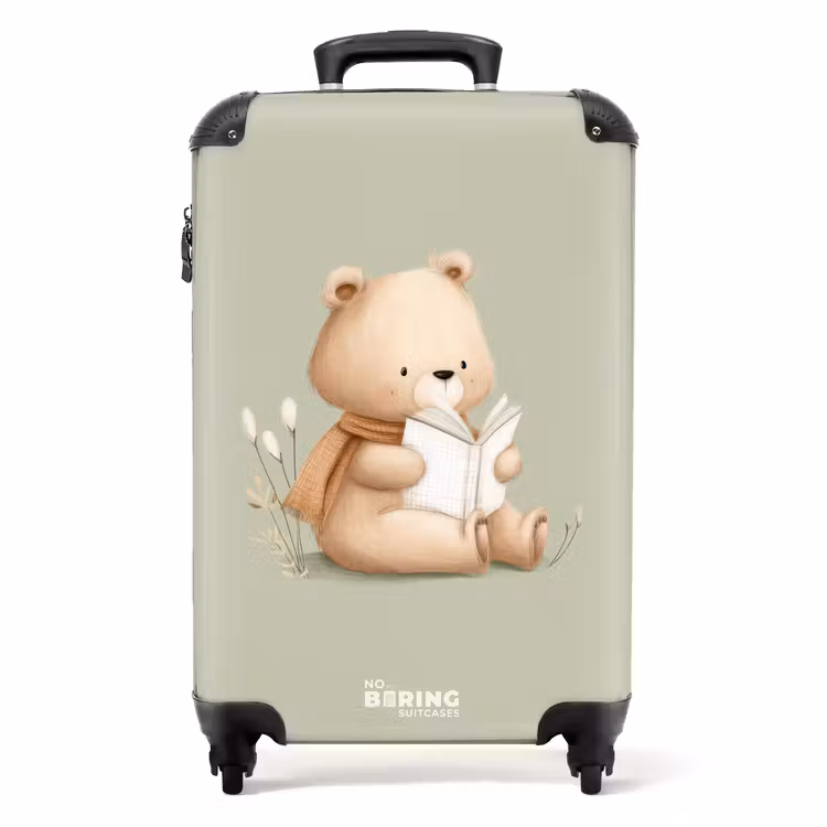 Suitcase - A brown bear with a book - Green — 1