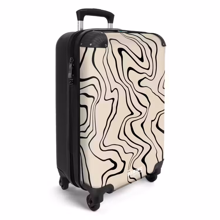 Suitcase - Beige background with abstract black lines — 2