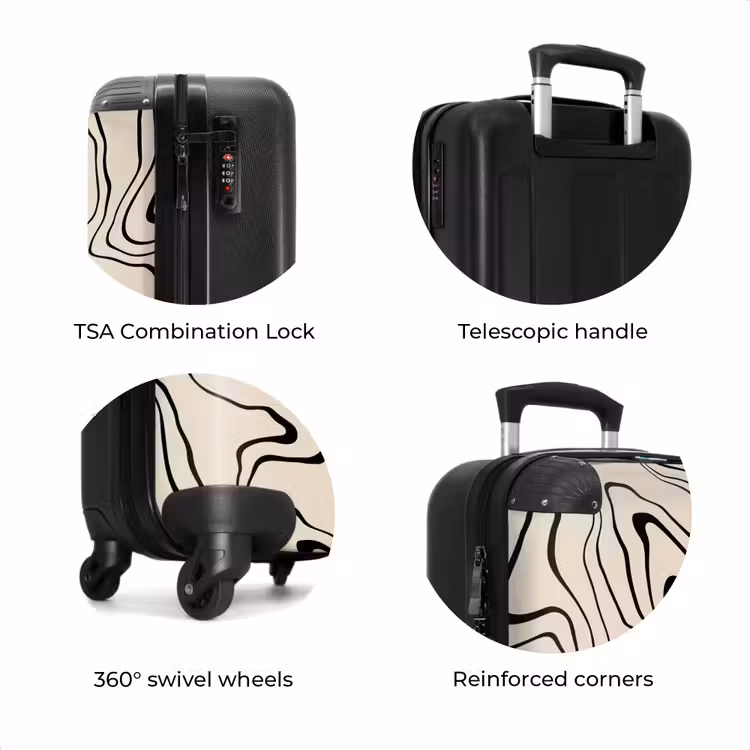 Suitcase - Beige background with abstract black lines — 7