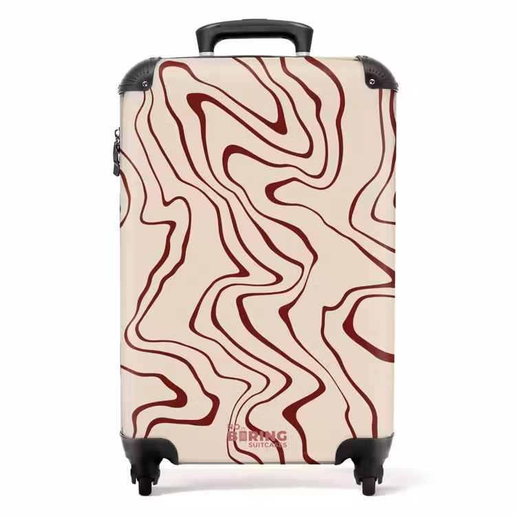 Suitcase - Beige background with abstract red lines — 1