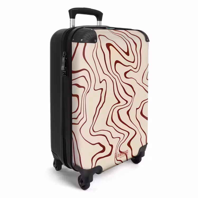 Suitcase - Beige background with abstract red lines — 2
