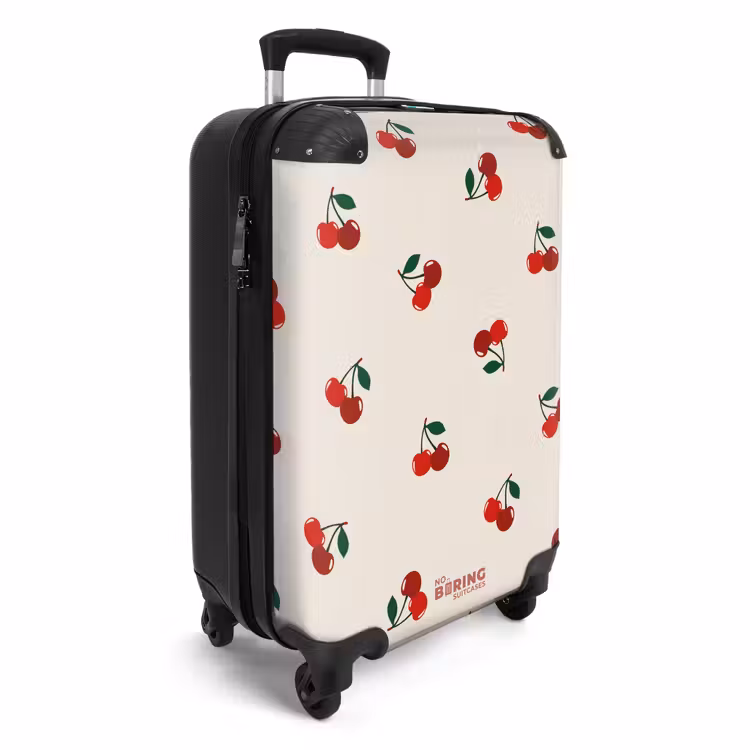Suitcase - Beige background with pattern of large cherries — 2