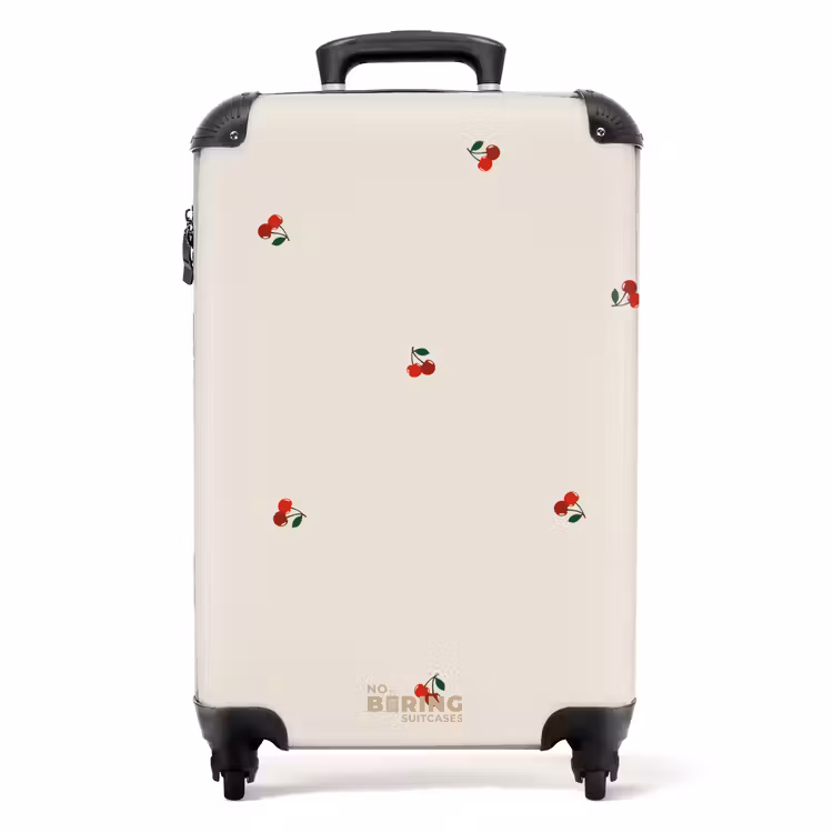 Suitcase - Beige background with pattern of small cherries — 1