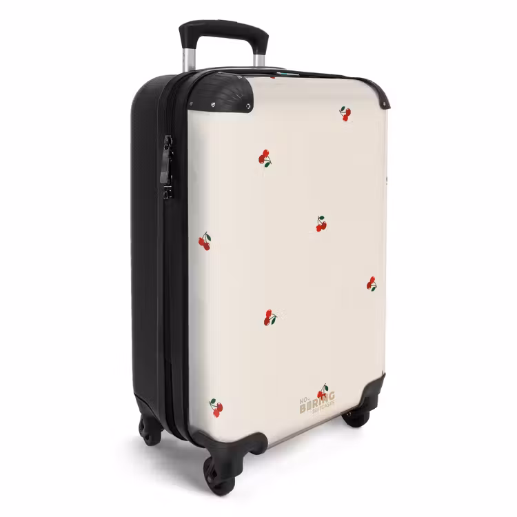 Suitcase - Beige background with pattern of small cherries — 2