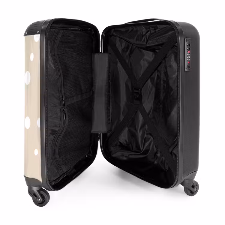 Suitcase - Beige background with white polka dots — 4